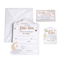 Lillian Rose Twinkle Little Star Theme Baby Shower Invitation Set, White