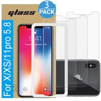 Amuoc Compatible with iPhone 11 Pro Screen Protector | iPhone Xs Screen Protector | iPhone X Screen Protector ， Tempered Glass Film for Apple iPhone X/XS /11 PRO, 3-Pack Clear