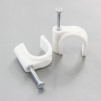 100 Round 9/16 Inches (14 mm) Cable Wire Clips Cable Management Cord Tie Holder Coaxial Nail in Clamps Tacks