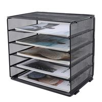 PAG 5-Tier Mesh Desktop File Organizer Mail Sorter Literature Magazine Holder, Black