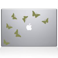 The Decal Guru 1029-MAC-13A-G Butterflies Decal Vinyl Sticker, 13" Macbook Air, Gold