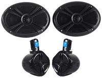 Pair Rockville RMSTS69W 6x9 1000w Waterproof Marine Boat Speakers+(2) Wakeboards