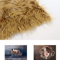 Dark Camel Faux Mongolian Fur photography prop 18"x20", Newborn prop, Basket Stuffer, Layering Blanket, Rug (Small)