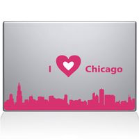 The Decal Guru I love Chicago Decal Vinyl Sticker, 13" MacBook Pro (2016 & Newer Models), Pink (2328-MAC-13X-BG)