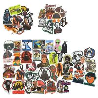 50 Pcs Random Films Stickers, Waterproof Vinyl Trendy Movie Decal Stickers for Laptop Water Bottle Skateboard Guitar Travel Case Sticker Door Luggage Car Bike Bicycle Stickers, for Teens Girls Adults