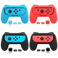 4 Pack FastSnail Joy-Con Grip Kit for Nintendo Switch, Wear-Resistant Joy-con Grip Controller for Switch with 12 Thumb Grip Caps (Black Blue and Red)