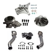 yjracing Bellowed Up Pipes, Exhaust Housing & Turbo Pedestal Kit W/Compressor Wheel Fit for 99.5-03 Ford 7.3 Powerstroke Diesel