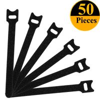 BALABALA 50pcs 6-Inch Multi-Purpose Reusable Hook and Loop Cable Ties Fastening Straps Tie downs - Black