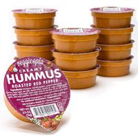 Veggicopia Creamy Roasted Red Pepper Hummus | Satisfying taste of roasted red peppers - All Natural, Gluten-free, Dairy-free, Vegan, High Protein Snack. Shelf Stable. 2.5 oz dip cups (Pack of 12)