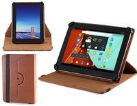 Navitech Brown Faux Leather Case Cover with 360 Rotational Stand Compatible with The 10" Windows 10 Fusion5 Ultra Slim Windows Tablet