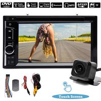Double 2 Din Car Stereo with Backup Camera, Support Mirror Link Steer Wheel Control, Bluetooth, Touch Screen, CD/DVD/USB/SD/AM/FM In-Dash Player Receiver