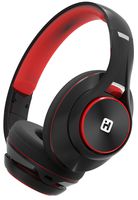iHome Bluetooth Headphones with Microphone, Comfortable Over Ear with Extended Battery Life, Remote Control, Rich Detailed Sound Travel Work, Black Red IB90
