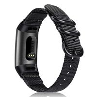 Fintie Bands for Fitbit Charge 3, Soft Woven Nylon Sports Band Replacement Strap for Fitbit Charge 3 and Charge 3 SE Fitness Activity Tracker Women Men (Black)