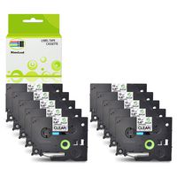 NineLeaf 10 Pack Label Tape Black on Clear Compatible for Brother TZ131 TZe131 tze-131 P-Touch 1/2" 26.2ft PT1010 PT1090
