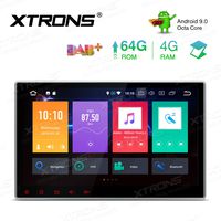 XTRONS 10.1 Inch Android 9.0 Car Stereo Radio DVD Player Universal Double Din GPS Navigator Octa Core 4G RAM 64G ROM Multi-Touch Screen Adjustable Viewing Angles Head Unit Supports OBD2 TPMS WiFi