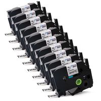 Fimax 10 Pack Standard Laminated Label Tapes Compatible for Brother P-Touch TZe-241 TZ241 TZe241 Black on White 0.7 Inches 26.2 Feet (18 mm/ 8 m)