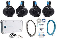 4 Rockville RWB65B 6.5" Marine Wakeboard Speakers+4 Channel Amplifier+Amp Kit