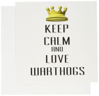 3dRose Gold Crown Keep Calm And Love Warthogs - Greeting Cards, 6 x 6 inches, set of 6 (gc_121352_1)