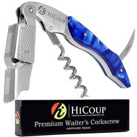 Professional Waiter's Corkscrew by HiCoup - Sapphire Resin Handle All-in-one Corkscrew, Bottle Opener and Foil Cutter, the Favored Choice of Sommeliers, Waiters and Bartenders Around the World
