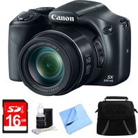 Canon PowerShot SX530 HS 16MP 50x Opt Zoom Full HD Digital Camera Black Deluxe Bundle. Includes 8GB Secure Digital SD Memory Card, Compact Deluxe Gadget Bag, 3pc. Lens Cleaning Kit, and 1 Piece Micro Fiber Cloth