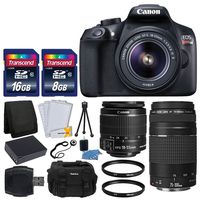 Canon EOS Rebel T6 Digital SLR Camera + Canon 18-55mm EF-S Lens & EF 75-300mm Lens + Transcend 24GB SDHC Card + 2X 58mm UV Filters + Extra Battery + Card Reader + Photo4less DC59 Case - Valued Bundle