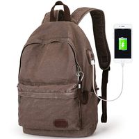 Muzee Canvas Backpack with USB Charging Port for Men Women, Lightweight Anti-Theft Travel Daypack College Student Rucksack Fits up to 15.6 inch Laptop Backpack