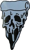 Sticker Pizza Skull (gray) biker heavy metal Horror Goth Punk Emo Rock DIY Logo Sticker for Car Window Bumper Laptop Decals Gift size2.25 x 4 inch