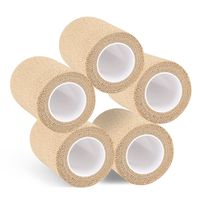 ajzdnzvr 5-Packs 7.5cmx5m Nonwoven Self-Adhesive Elastic Bandage, Self-Adherent Cohesive First Aid Medical Wrap,Vet Tape Vet Wrap (skin color)