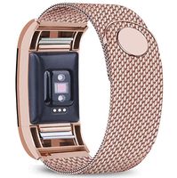 Bopha Replacement Bands Compatible for Fitbit Charge 2 Stainless Steel Metal Bracelet with Unique Magnet Clasp (Small, Rose Gold)
