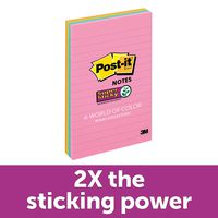 Post-it Super Sticky Notes, Miami Colors, Sticks and Resticks, Great for Windows, Doors and Walls, 4 in. x 6 in, 4 Pads/Pack, (4621-SSMIA)