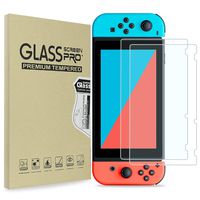 Nintendo Switch Screen Protector, TJS [Tempered Glass] [2-Piece] [Works While Docking] - 0.3mm Thickness/Bubble Free/Ultra Clear/9H Hardness/Anti-Scratch/Shatterproof/Anti-Fingerprint