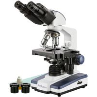 AmScope B120C Siedentopf Binocular Compound Microscope, 40X-2500X Magnification, Brightfield, LED Illumination, Abbe Condenser, Double-Layer Mechanical Stage