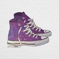Hand Drawn Chucks Purple - 5" Glitter Printed Vinyl Decal - for MacBook, car, Laptop, and More!