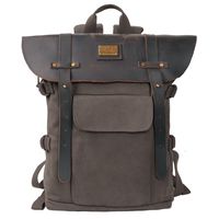 Leather Backpack for Men TOPWOLFS Canvas Backpack Vintage Rucksack fit 15.6" Laptop Books School Travel Bag