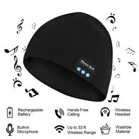 Bluetooth Beanie, Bluetooth Hat, Unisex Music Hat with Rechargeable Battery Built-in Stereo Speakers, Suitable for Men & Women (Black)