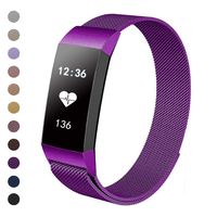 Tanyl Metal Replacement Bands Compatible for Fitbit Charge 3 Bands, Stainless Steel Loop Metal Mesh Bracelet Unique Magnet Lock Wristbands for Women Men Large Small