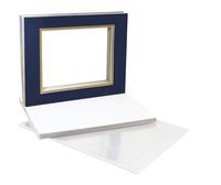 Golden State Art, Double Picture Mats with White Core Bevel Cut for 8X10 Photo Pictures (Mats, Backing, Clear Bags Included), Dark Blue Over Gold, 11x14-10 Pack (Double Mat)