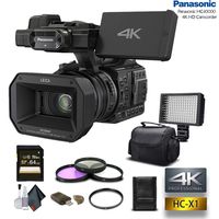 Panasonic HC-X1000 4K DCI/Ultra HD/Full HD Camcorder with 64GB Memory Card, LED Light, Case, Telephoto Lens, and More - Advanced Bundle