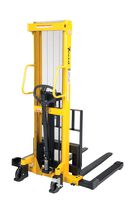 Vestil VHPS-2000-AA Manual Hydraulic Hand Pump Steel Stacker with Adjustable Forks, 2000 lb. Capacity, 62" Length x 54" Width x 79" Height, Yellow / fix height 79" / fix length 62"