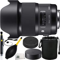 Sigma 20mm f/1.4 DG HSM Art Lens for Nikon F 7PC Accessory Kit. Includes Manufacturer Accessories + Lens Pen + Dust Blower + Cap Keeper + Lens Pouch + Microfiber Cleaning Cloth