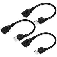 Boxeroo 3-Pack 16 AWG Heavy Duty AC Power Extension Cord (Power Extension Cable) in 1 Feet (NEMA 5-15P to NEMA 5-15R)