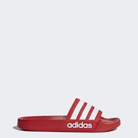 adidas Men's Adilette Shower Slide Sandal, White/Scarlet, 13 M US