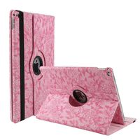 elecfan iPad 3 Protective Case, 360 Degree Rotating Stand PU Leather Floral Case Protective Flip Folio Cover for Apple iPad 2/3 / 4 - Pink