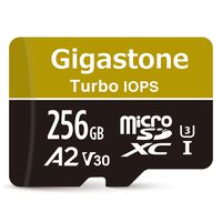 Gigastone 256GB Micro SD Card MicroSD A2 V30 UHS-I U3 Class 10, Run App for Smartphone, UHD 4K Video Recording, 4K Gaming, Read/Write 100/80 MB/s, Compatible Nintendo Dash cam GoPro Camera Tablet