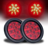 LivTee Waterproof 4" Round Red LED Trailer Lights Tail Brake Stop Turn Parking Light Kit with Grommet and Plug for Boat Trailers RV Jeep Trucks, 2pcs