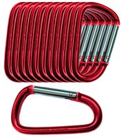 Gold Lion Gear 12 Pack - 3" Red Aluminum Carabiner D Shape Buckle Pack, Keychain Clip, Spring Snap Key Chain Clip Hook Buckle (Red 3" (12 Pack))