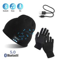 AYPOW Bluetooth Beanie with Touchscreen Gloves Set, Winter Warm Knitted Wireless Bluetooth Headset Music Hat for Running/Skiing/Hiking
