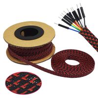 PET Expandable Braid Sleeving Flexo Wire Cable Sleeve (0.63" 100ft Black with Red) Striveday