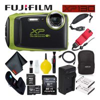 Fujifilm FinePix XP130 Waterproof Digital Camera 600019825 (Lime) Large Accessory Bundle Includes Floating Wrist Strap, Battery Charger, Extra Battery, and 64GB Memory Card