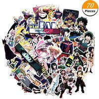 WerNerk My Hero Academia Anime Cartoon Laptop Stickers Waterproof Decal Bumper No-Duplicate Skateboard Pad MacBook Car Snowboard Bicycle Luggage Decor(70PCS)